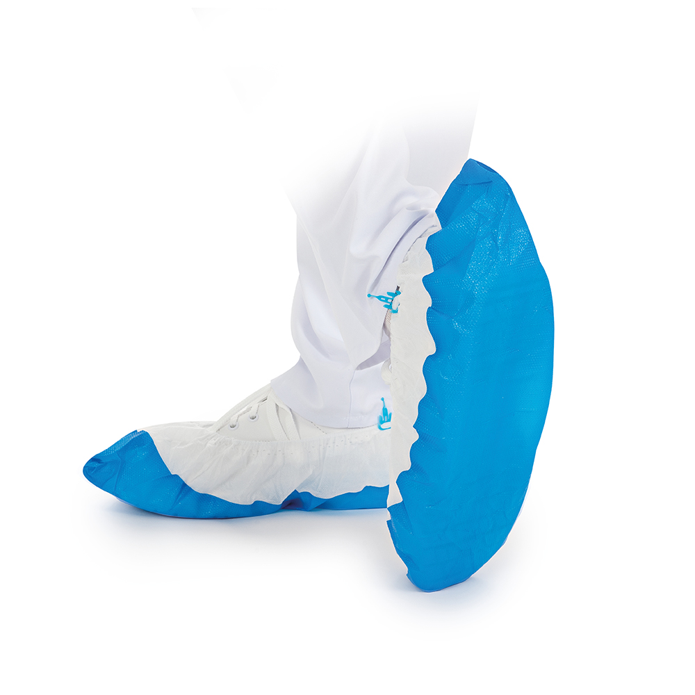 Overshoes for Hygomat made of PP/CPE in white-blue