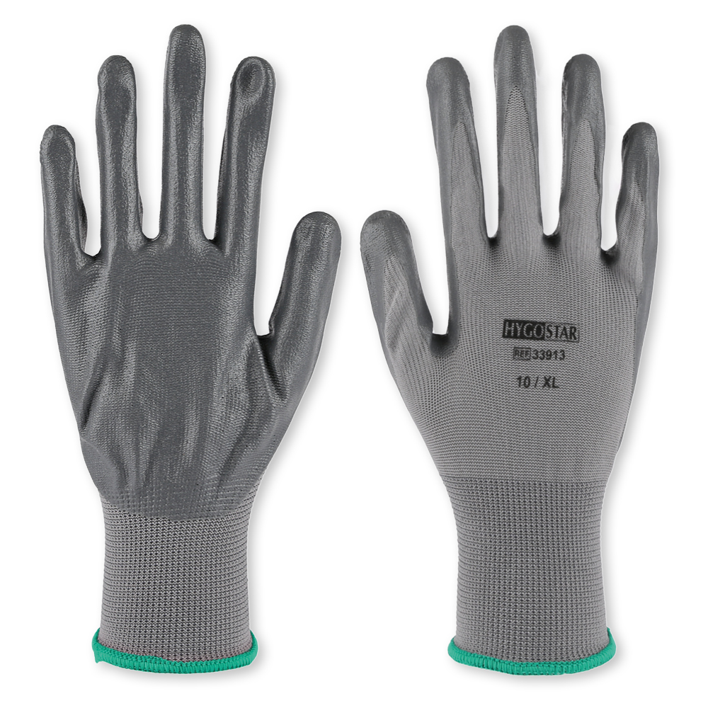 Fine knit gloves Craft with nitrile coating in grey