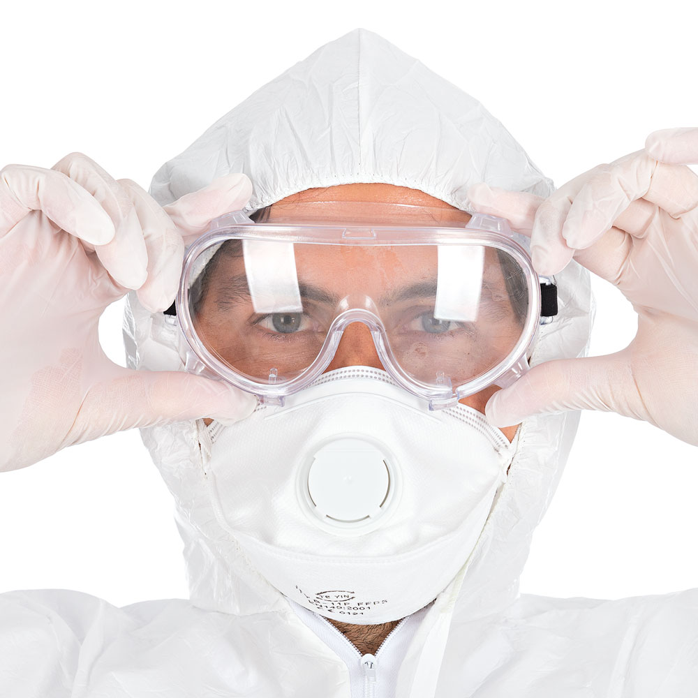 Schutzset Microporous mit Schutzbrille und Atemschutzmaske
