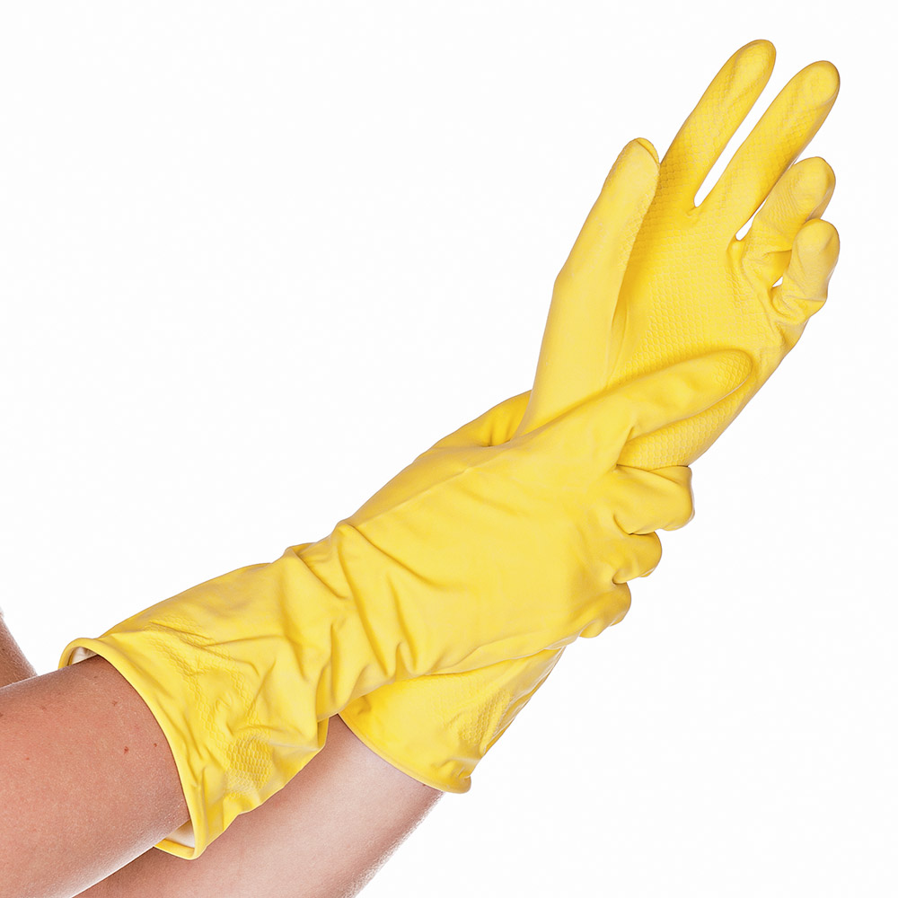 Household gloves Bettina made of latex in yellow