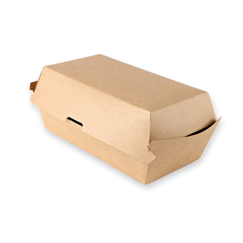 Sandwich box "Club" made of kraft paper, angled view