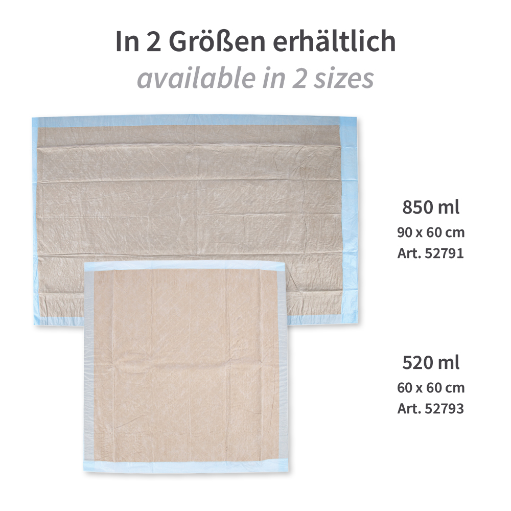 Underpads for beds 12-ply PP/cellulose/PE in diffrent sizes