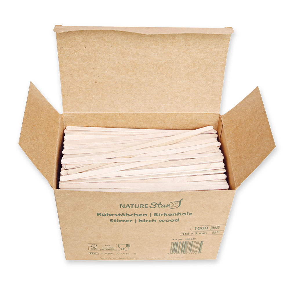 Rührstäbchen | Birkenholz, FSC®-zertifiziert, offene Verpackung Rührstäbchen aus Birkenholz, FSC®-zertifiziert, offene Verpackung