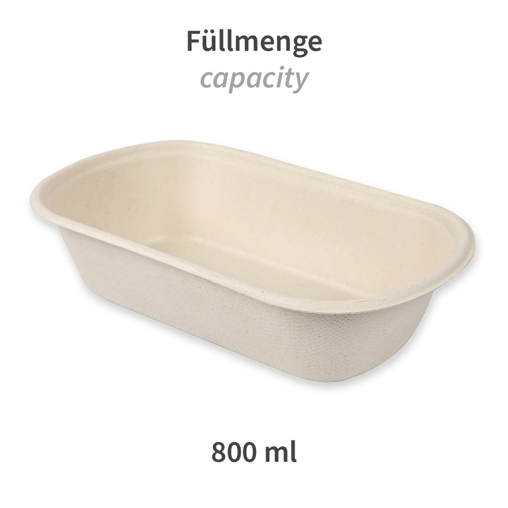 Organic snack trays, oval made of bagasse, capacity