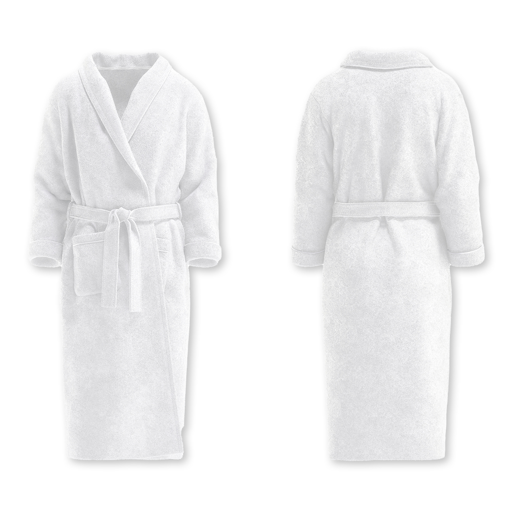 Bathrobes with shawl collar made of cotton in front and back view