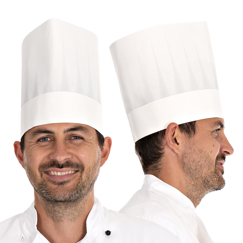 Europa chef's hat Original made of absorbent paper, exposed in the front and side view
