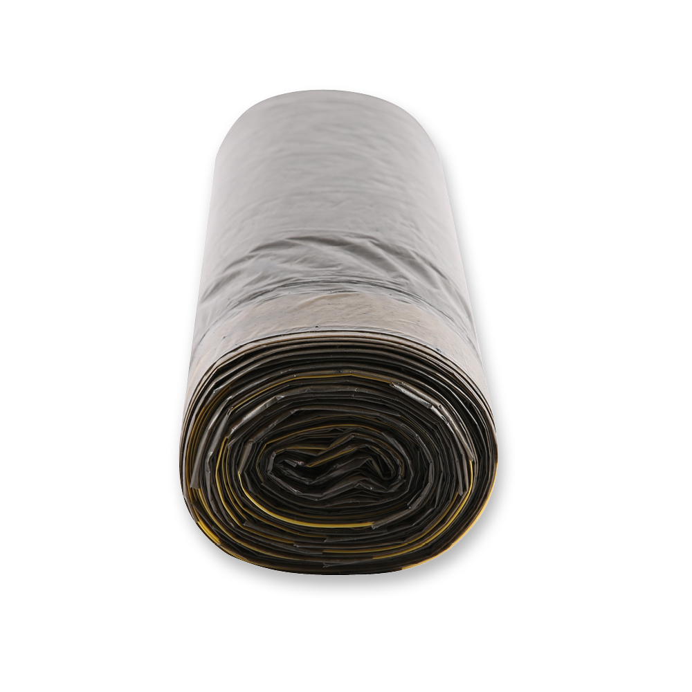 Garbage bags with drawstrings Eco, 60 l made of LDPE on roll in grey in the side view