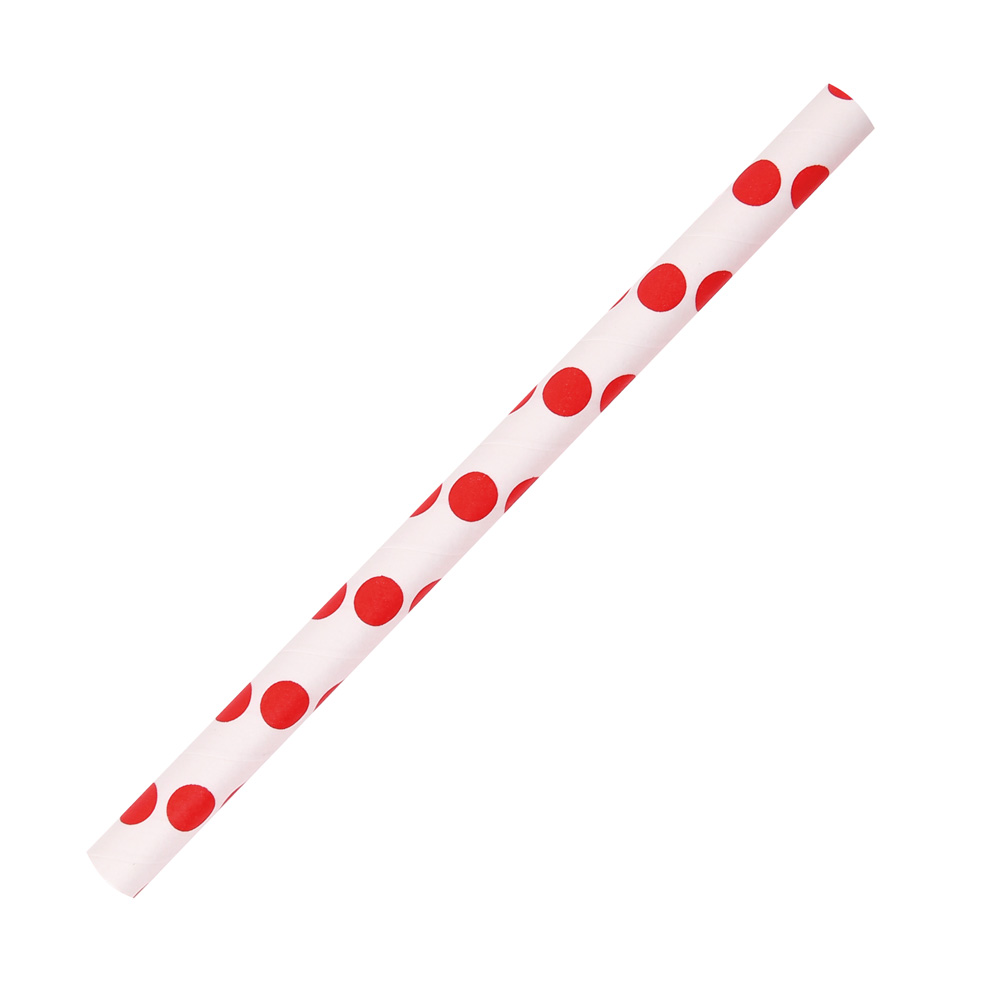 Papier-Trinkhalme "Cocktail" gepunktet, rot-weiß einzeln
