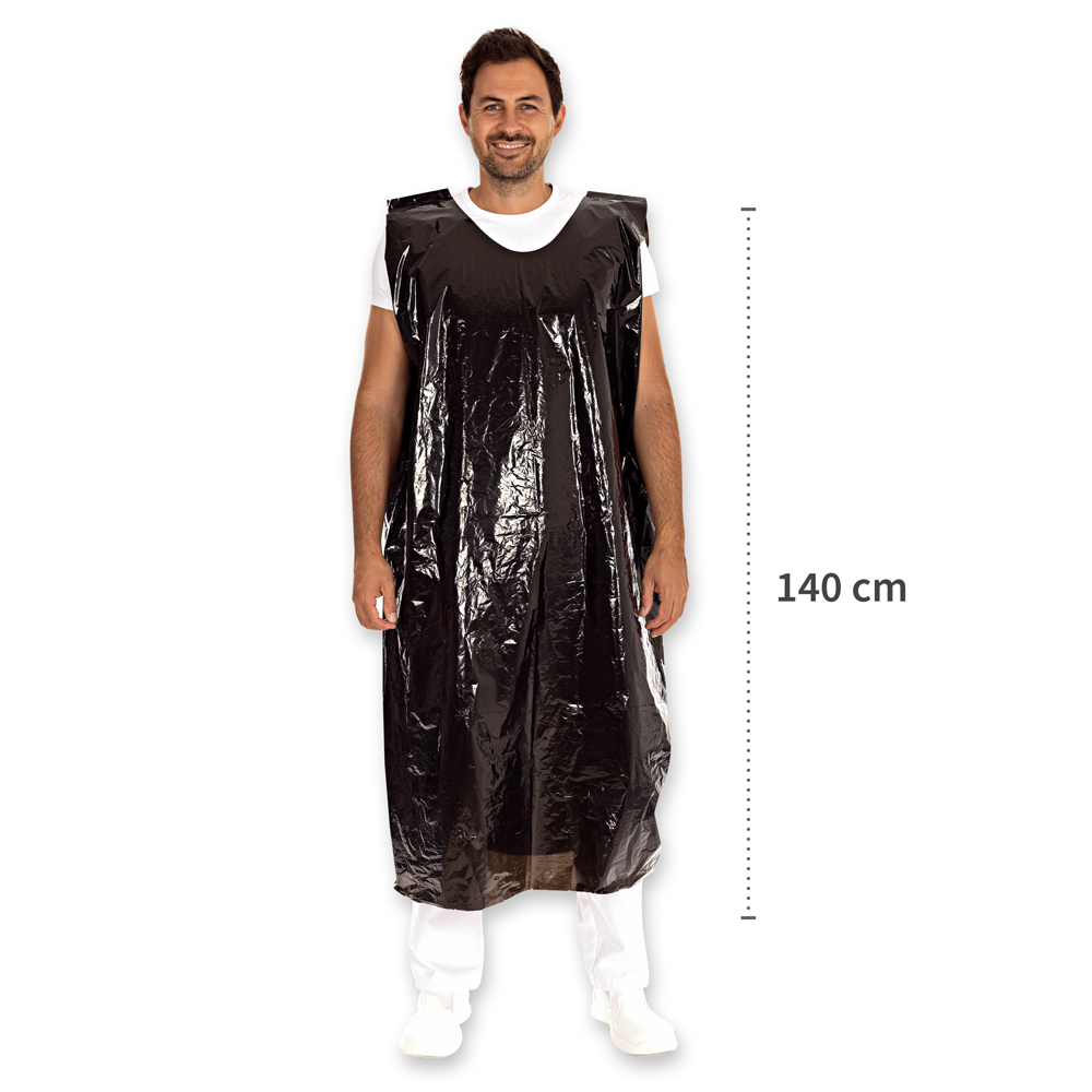 Full body aprons approx. 30 my from LDPE the dimension in black