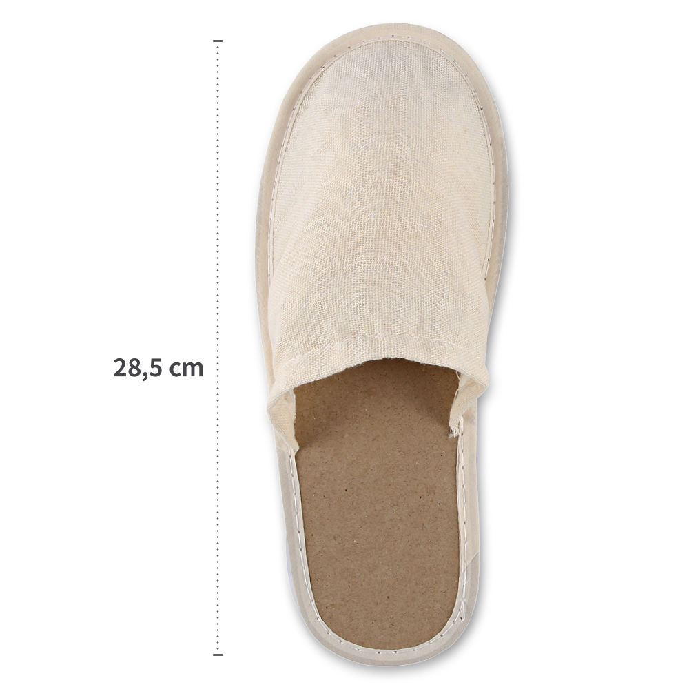 Organic slipper, closed made of linen/cotton/paper, length