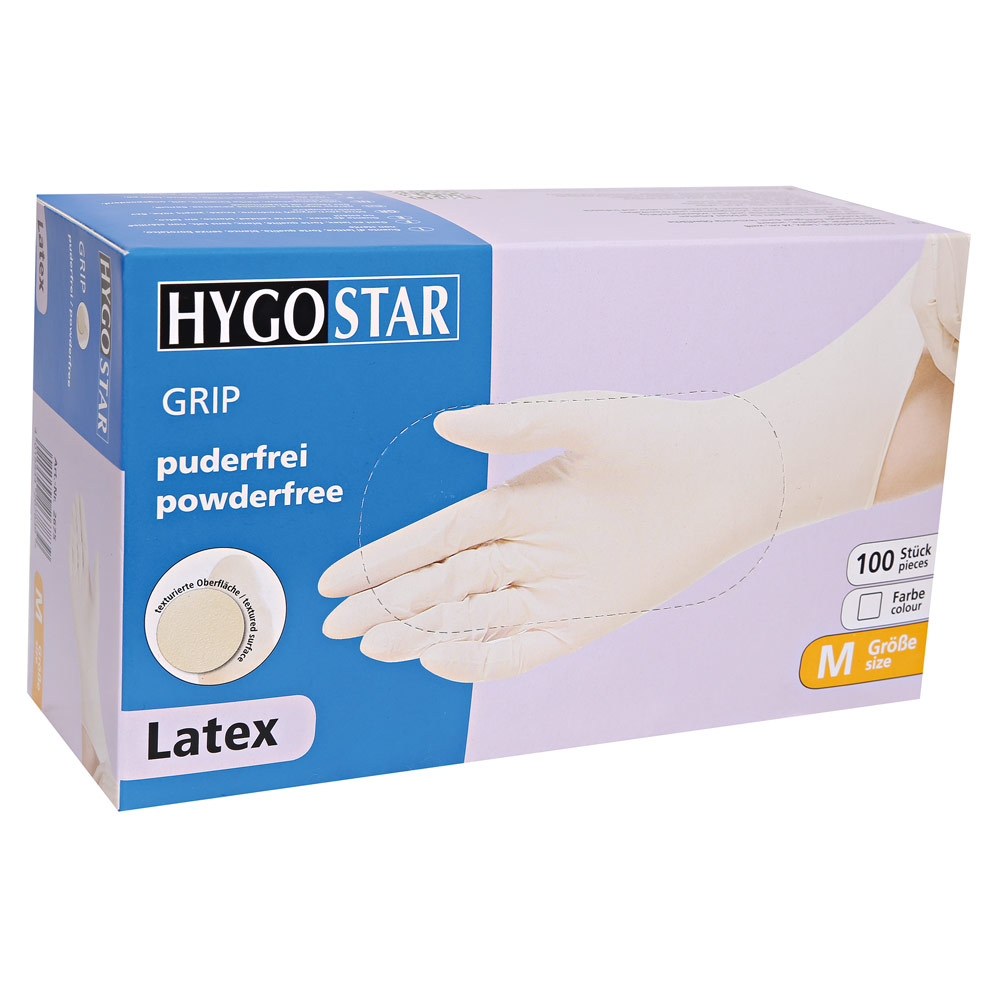 Latex gloves Grip powder-free in white in the package