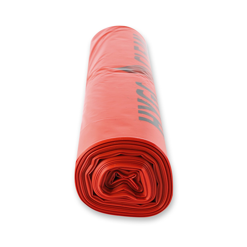 Waste bags Light, 120 l made of LDPE on roll in red in the side view