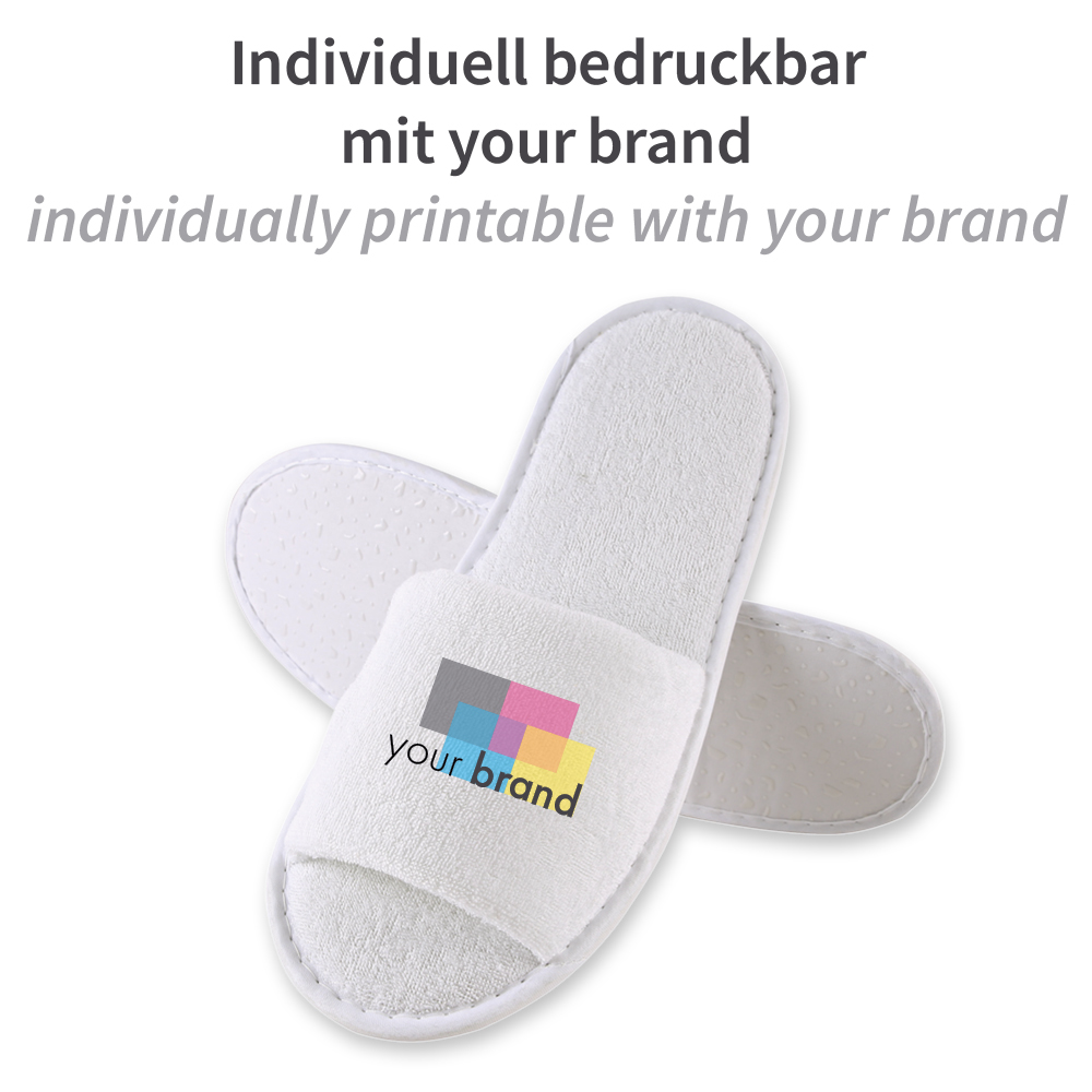 Slipper Grip, open, made from polyester with cumstom printing