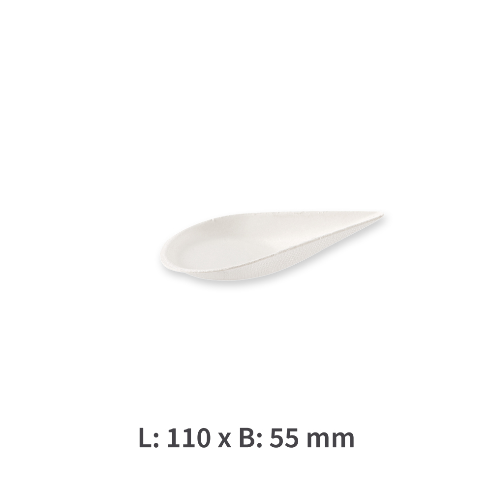 Organic fingerfood trays Drop made of bagasse with measure