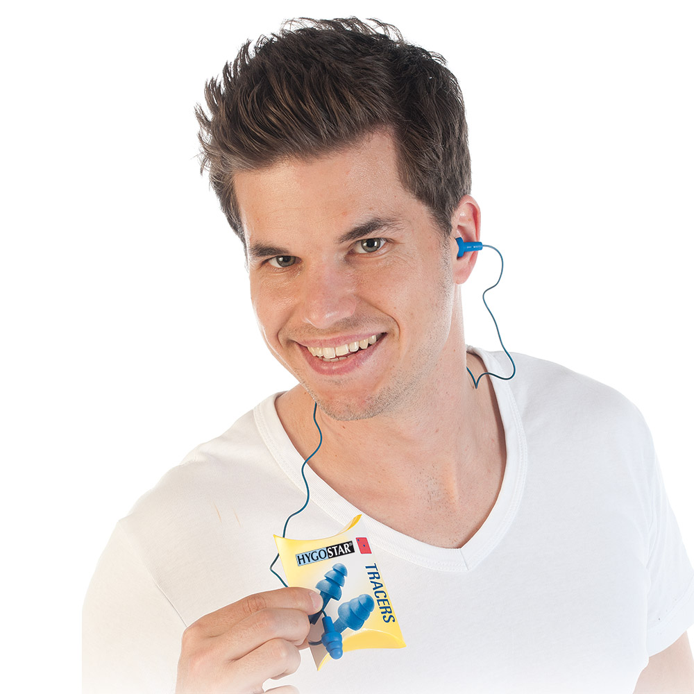 Earplugs, detectable in the front view