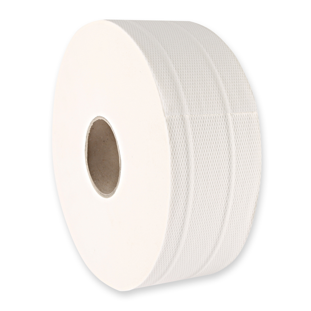 Toilet paper, Jumbo, 3-ply made of cellulose in the oblique view