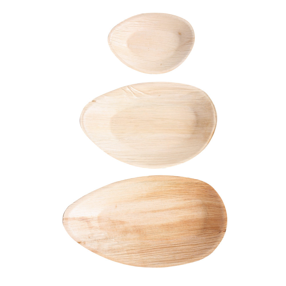 Teller oval aus Palmblatt in drei Größen