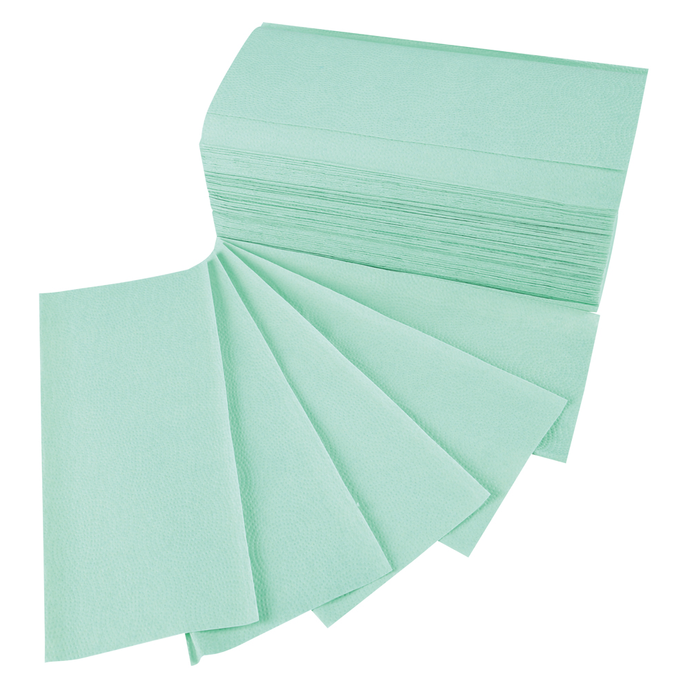 Papierhandtücher, 2-lagig aus Zellulose, V/ZZ-Falzung in grün
