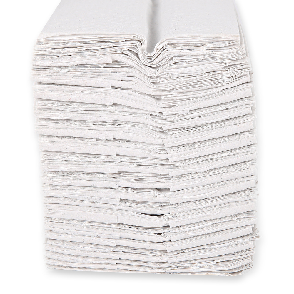 Papierhandtücher, 2-lagig aus Recyclingpapier, C-Falzung in der Seitenansicht