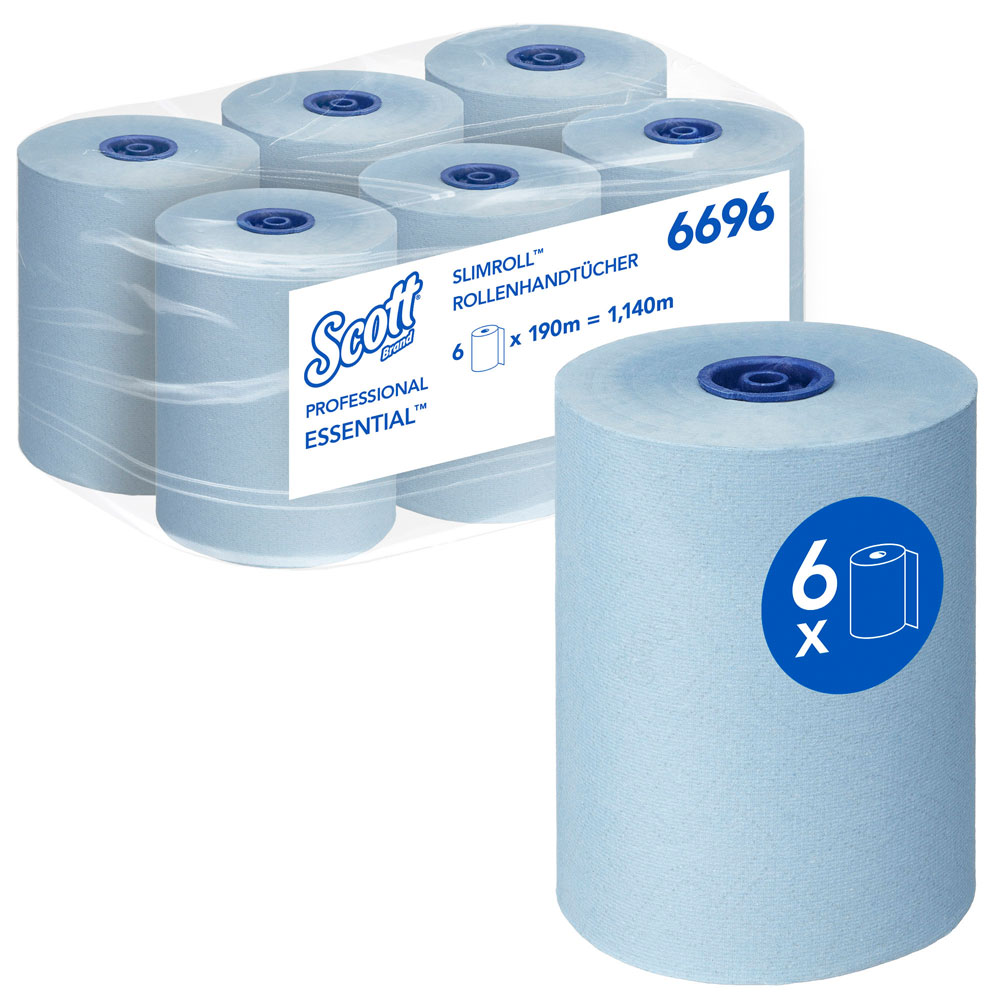Scott® Essential™ Slimroll™ Handtücher, 1-lagig auf der Rolle FSC®-Mix mit der Verpackung