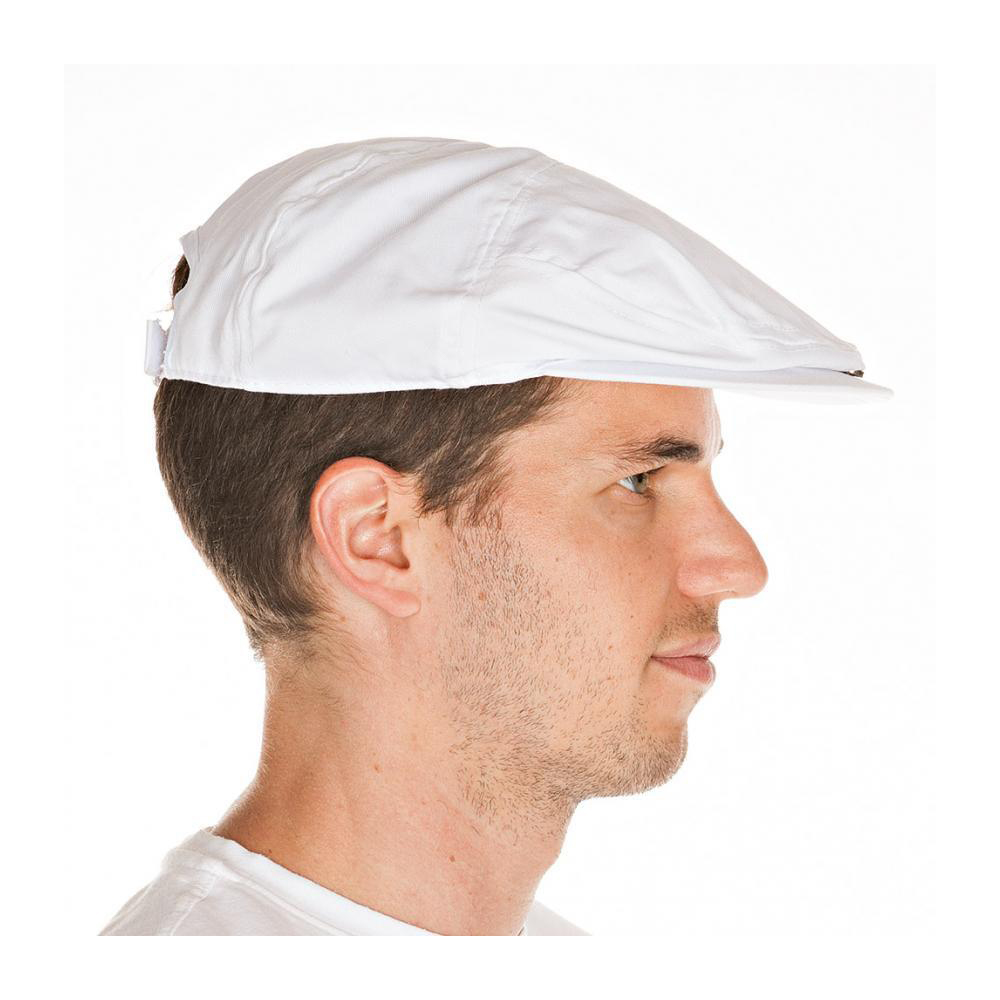 Butcher caps made of polycotton in white in the side view