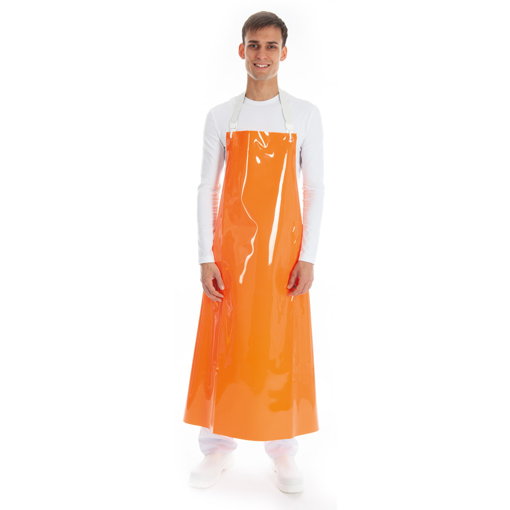 Bib aprons 300 my made of PU in orange in front view
