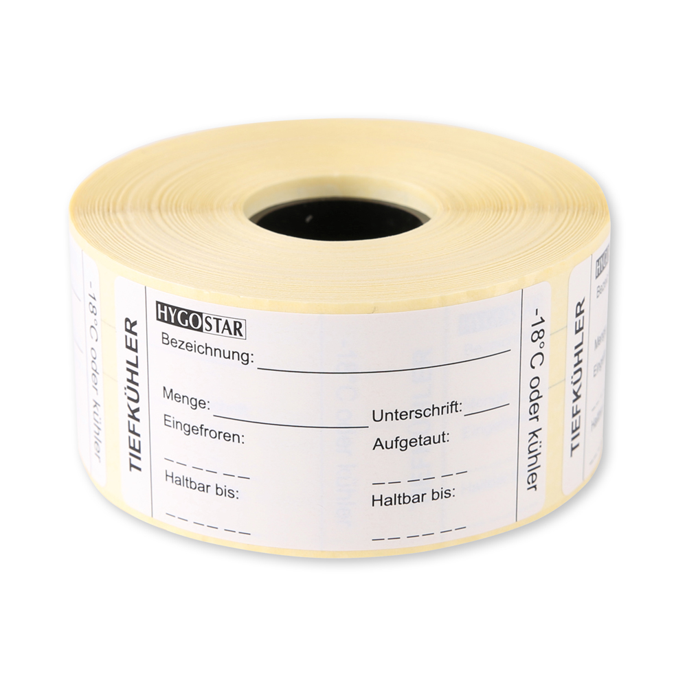 Labels Tiefkühler, deductible made of paper on roll