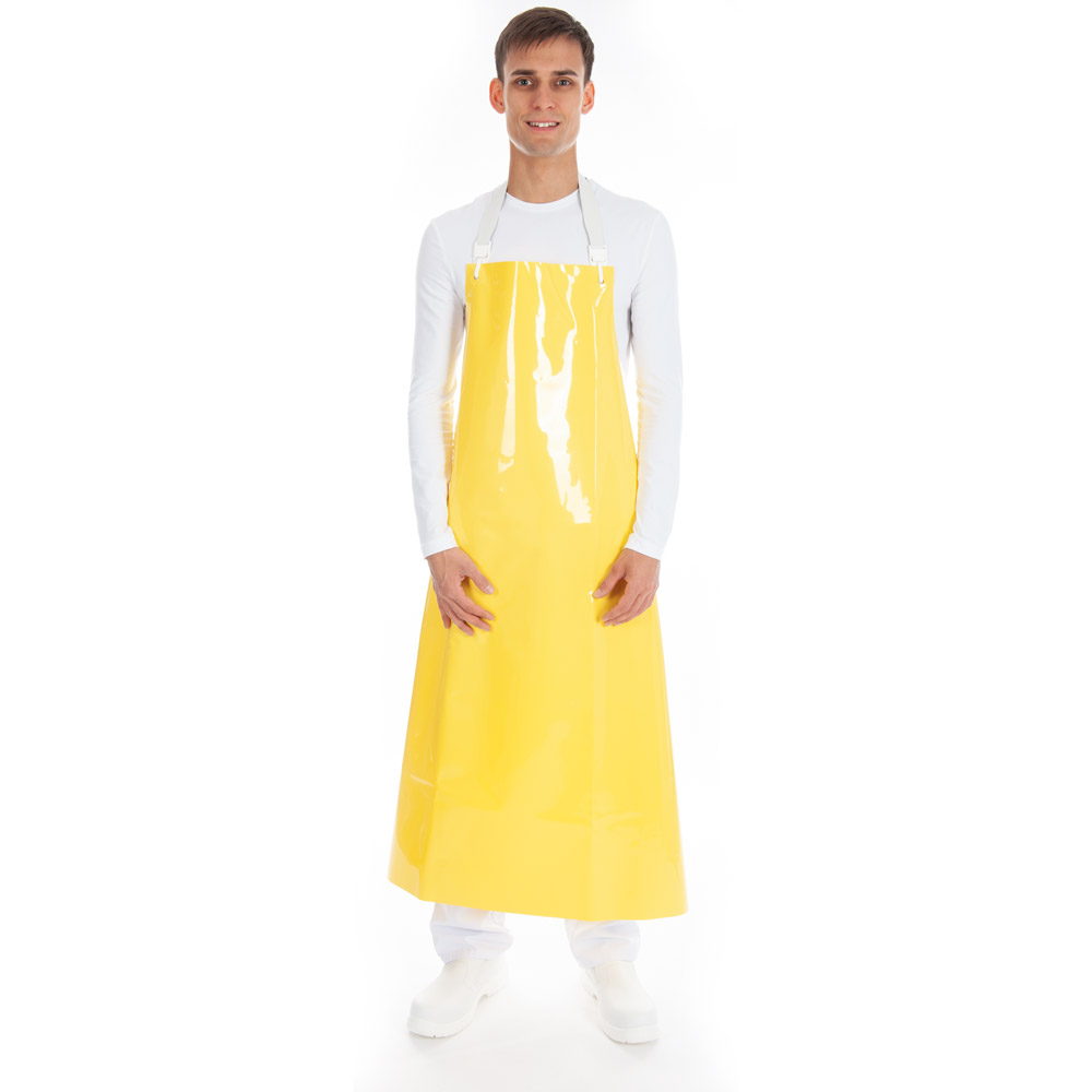 Bib aprons 300 my made of PU in yellow in front view