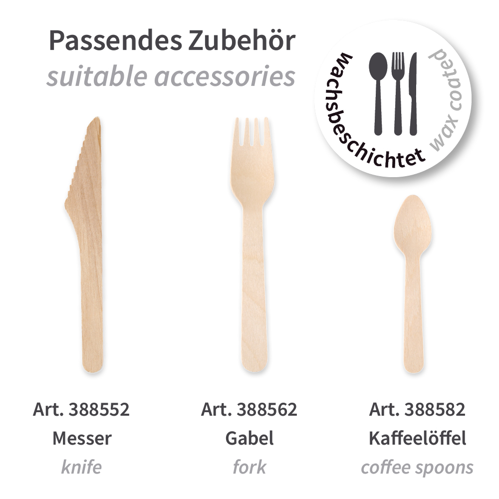 Organic cake forks made of wood FSC® 100%, wax coated, accessories
