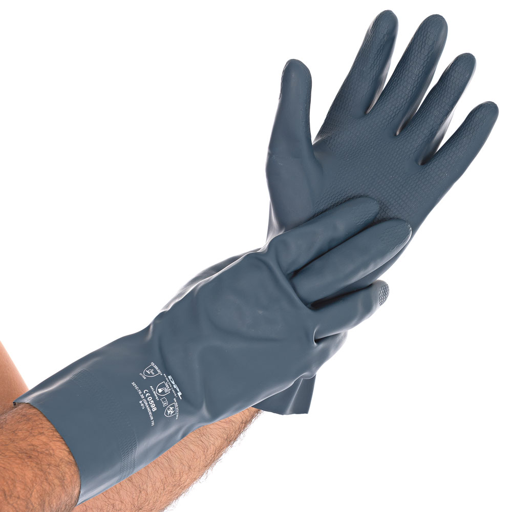 Chemical resistant gloves Grande made of latex/chloroprene in the color petrol