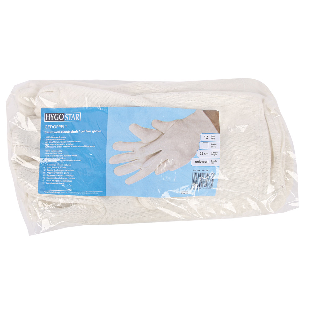 Cotton gloves Doubled in white in the package