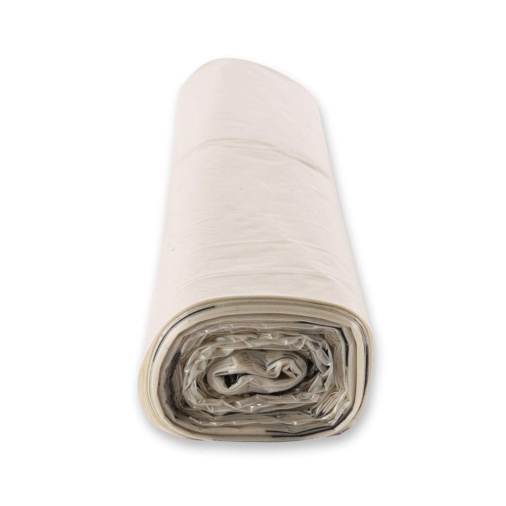 Waste bags Eco, 120 l made of LDPE on roll in transparent in the side view