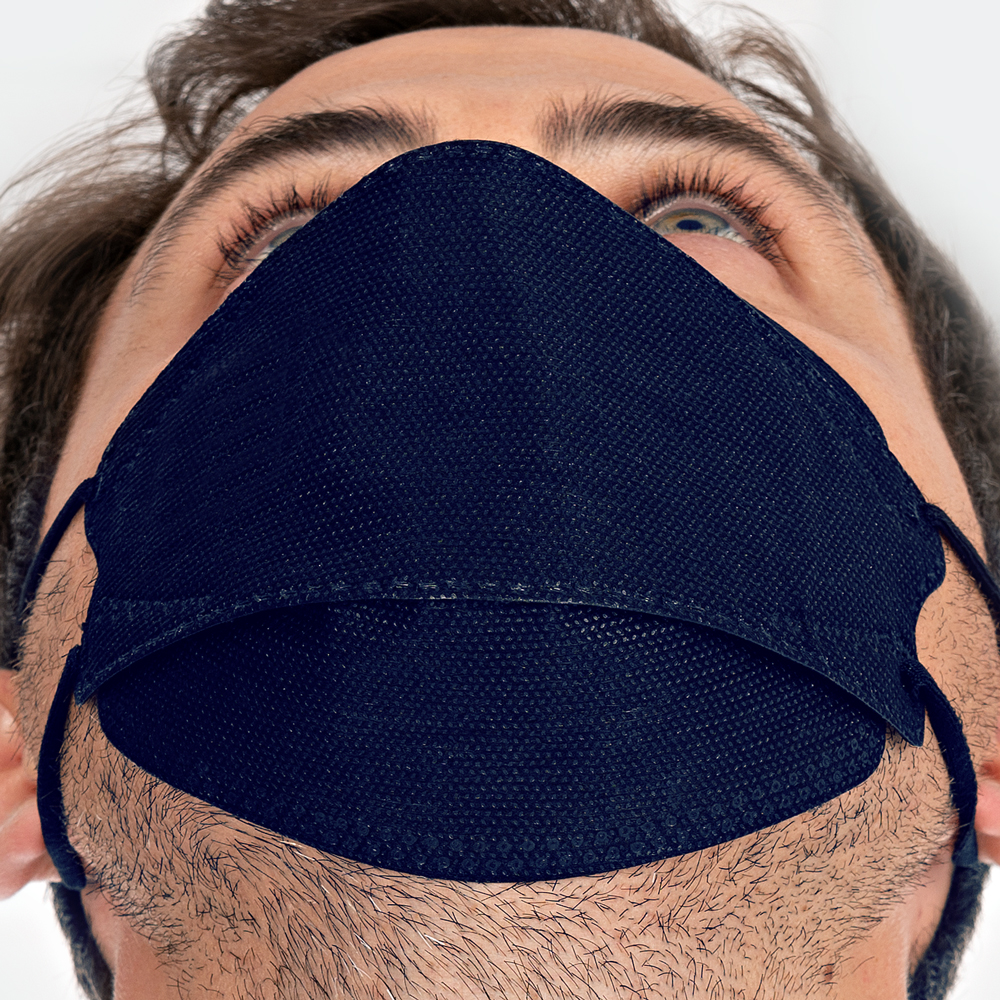 Atemschutzmasken FFP2 NR, 3D aus PP in dunkelblau in der Unteransicht