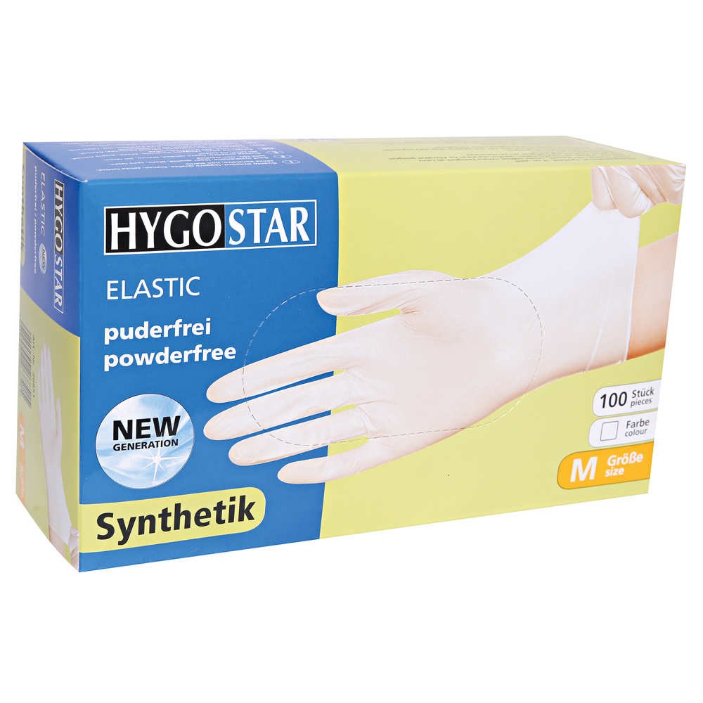 Synthetic gloves Elastic powder-free in white in the packaging