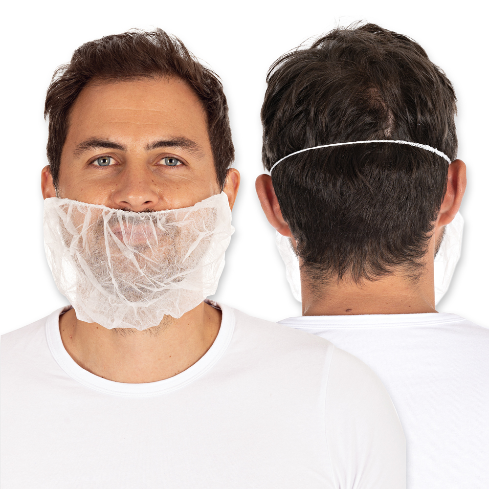 Beard protector made of PP in the all-round view in white