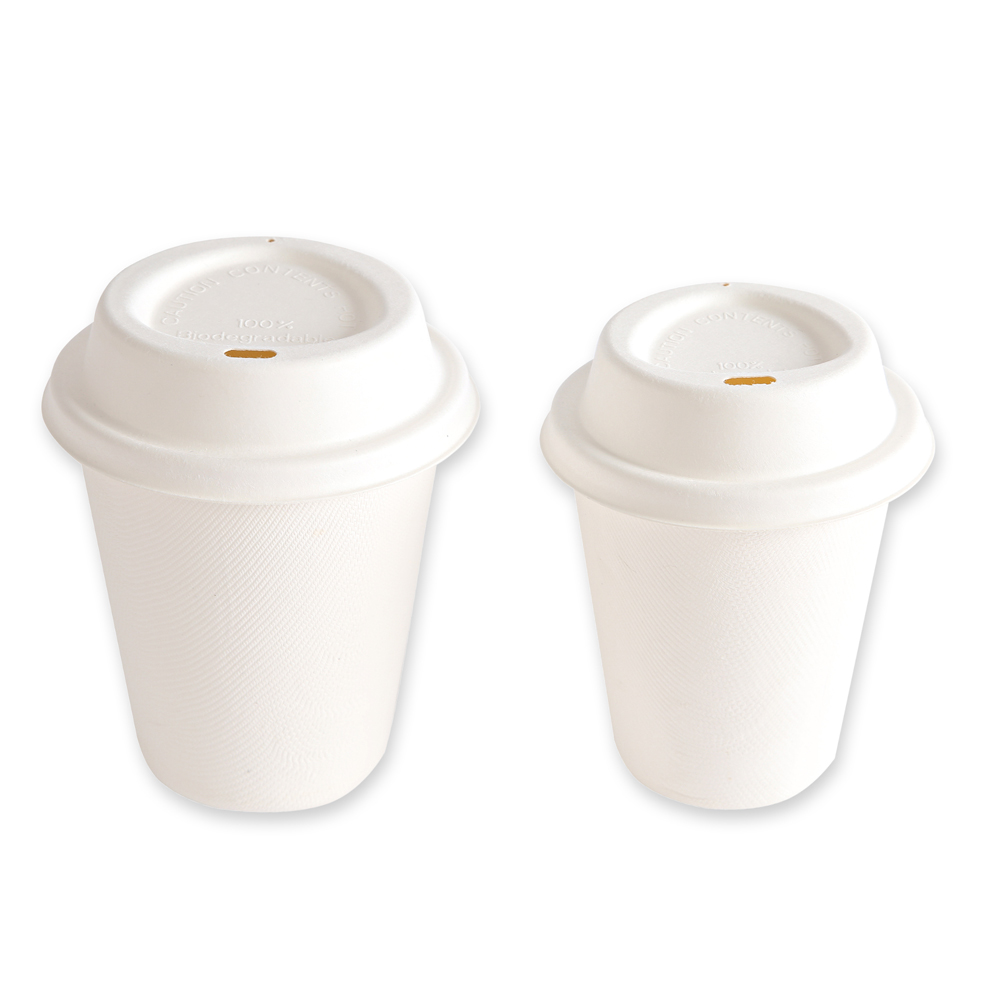 Organic lids made of bagasse, with cup