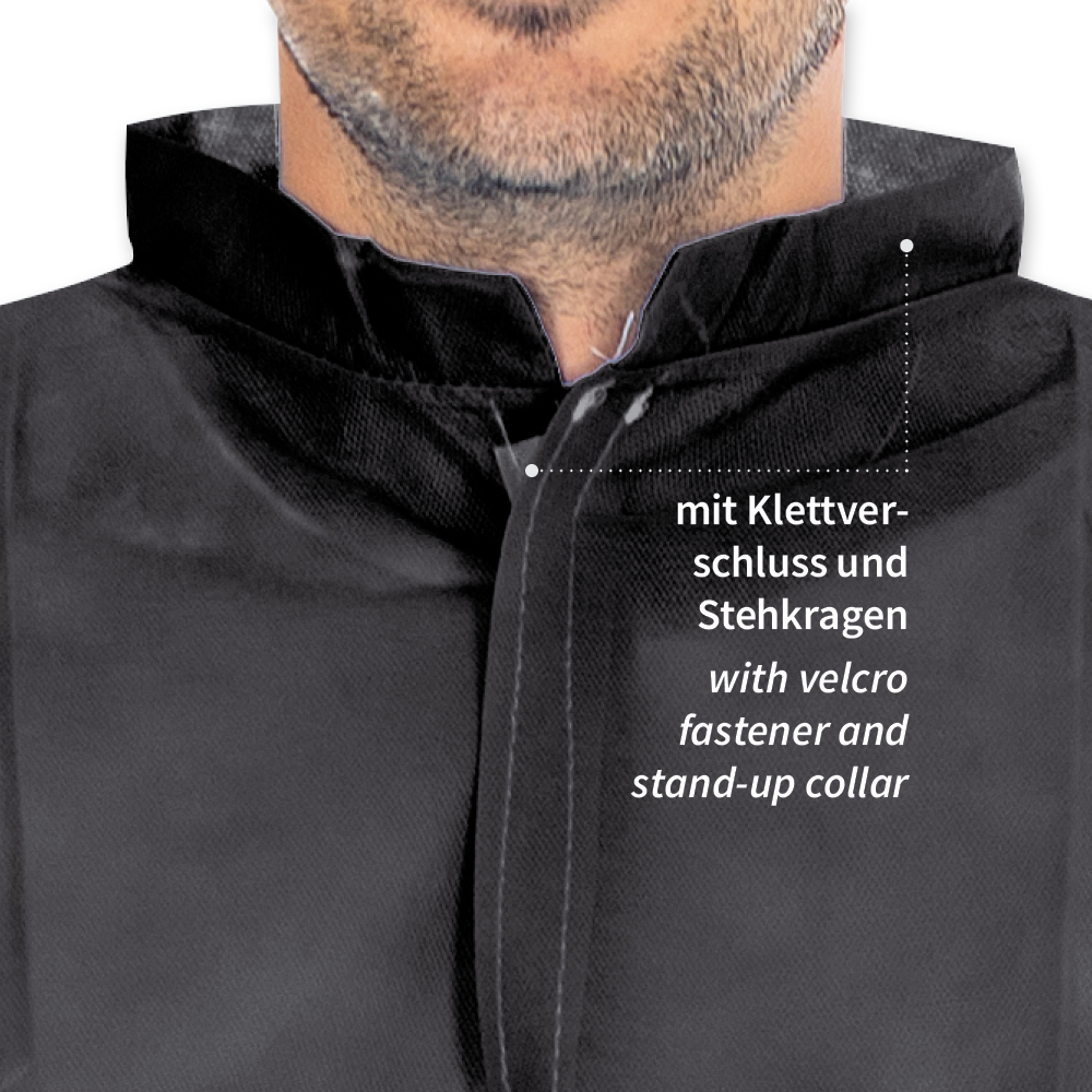 Visitor gowns with velcro made of PP in black with collar
