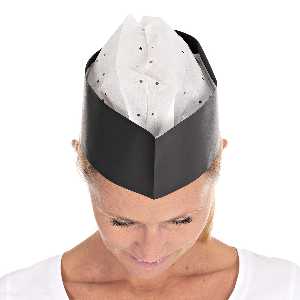 Forage hats Service Black made of paper embossed in top view