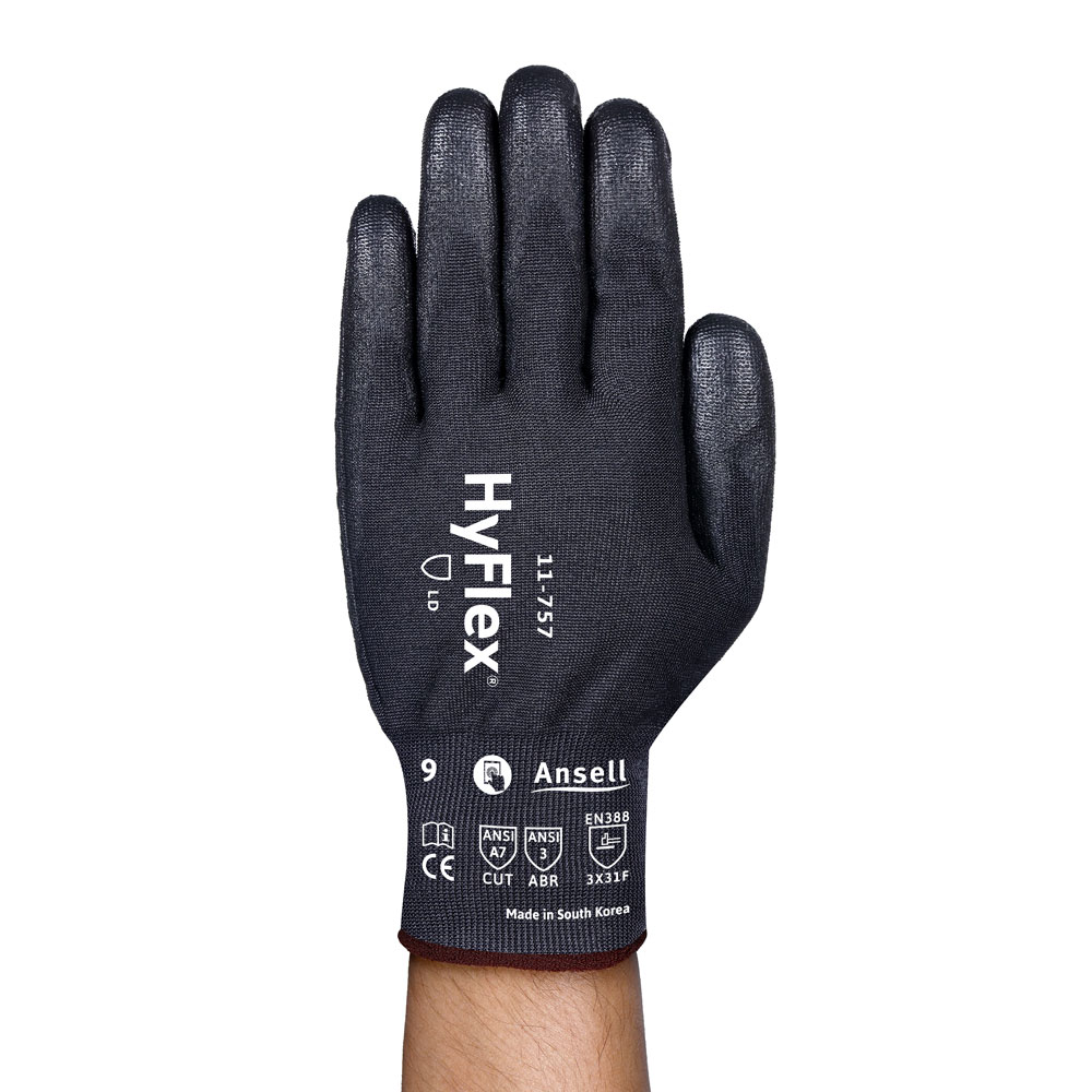 Ansell HyFlex® 11-757, cut protection gloves in the front view