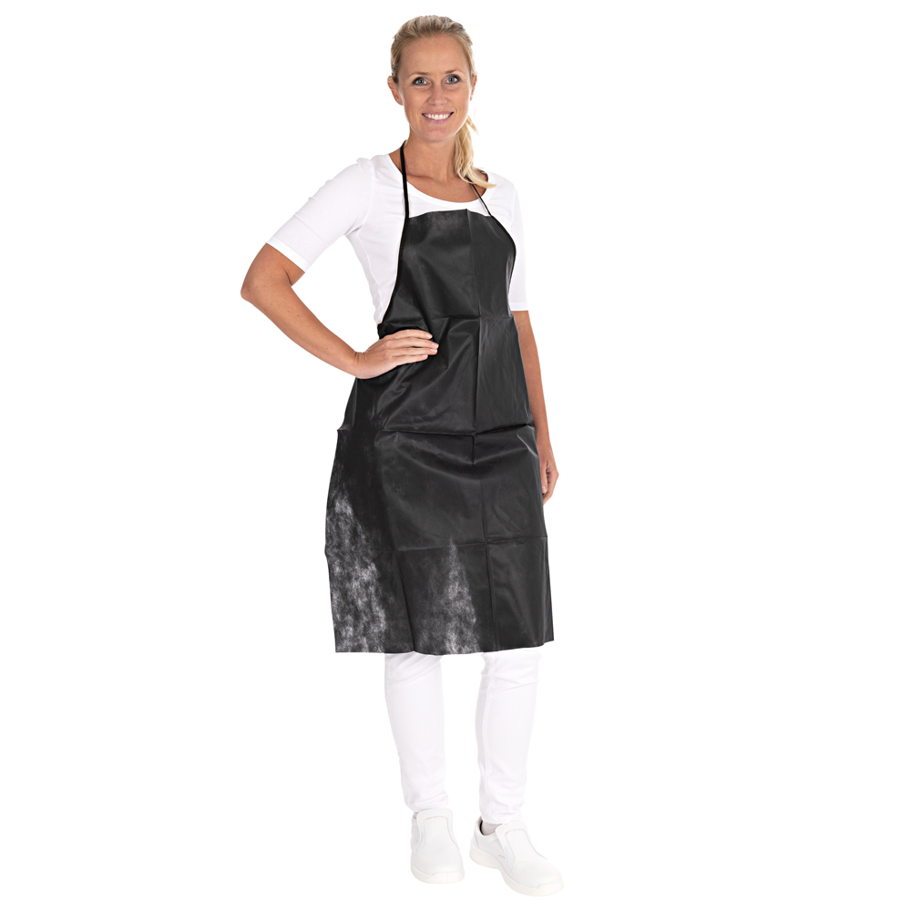 Disposable PP aprons in the front view, black
