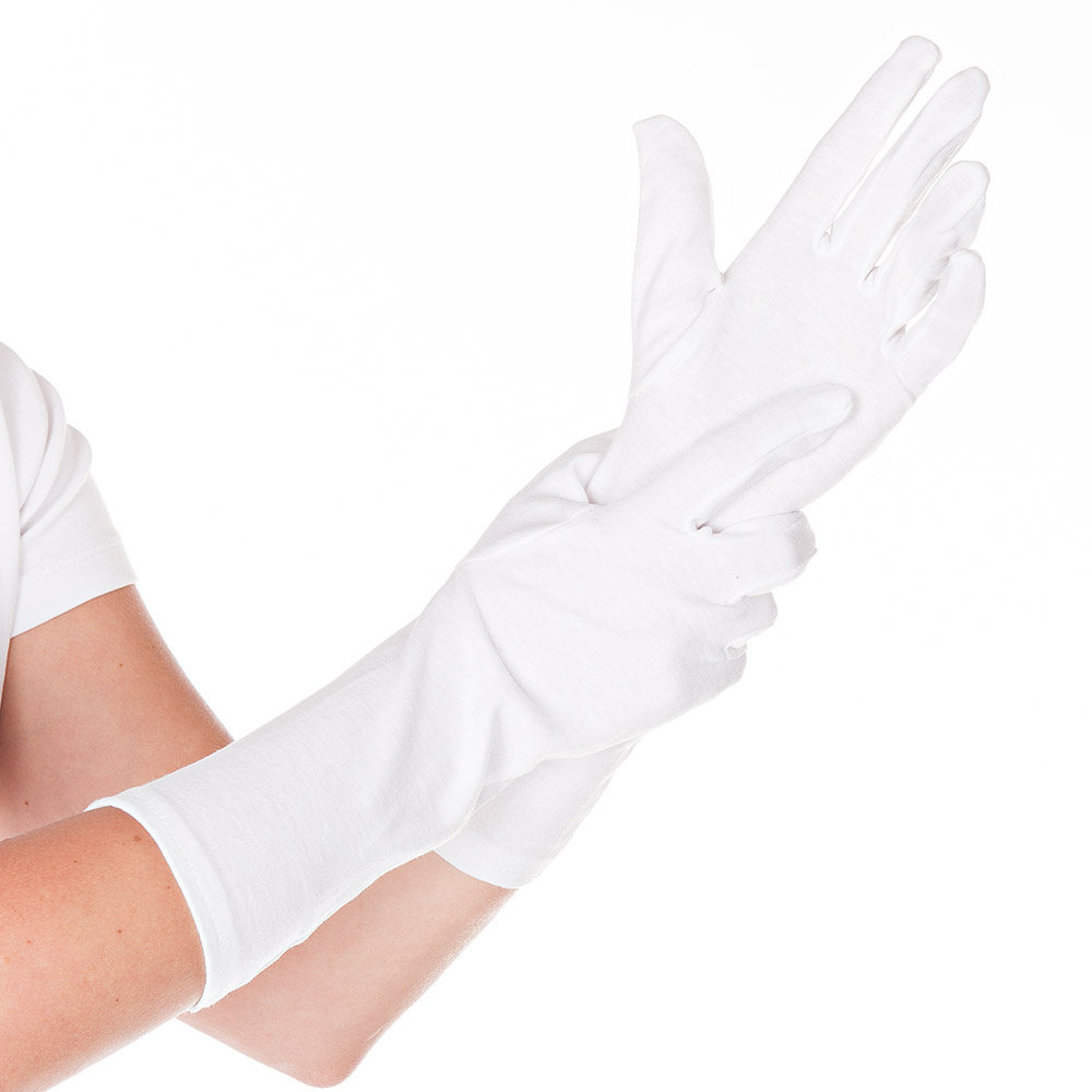 Cotton gloves Blanc Extra Long in white