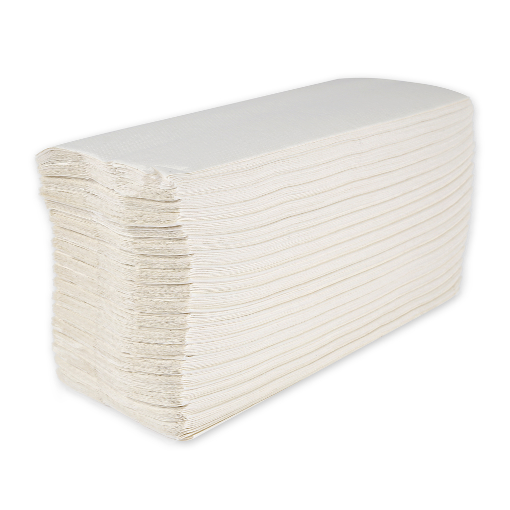 Paper hand towels, 2-ply made of cellulose, C-fold, angled view