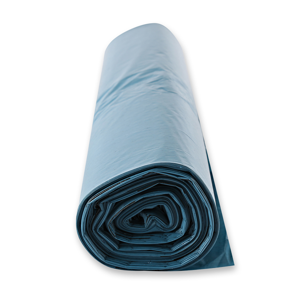 Waste bags, 120 l made of LDPE on roll in blue in the side view