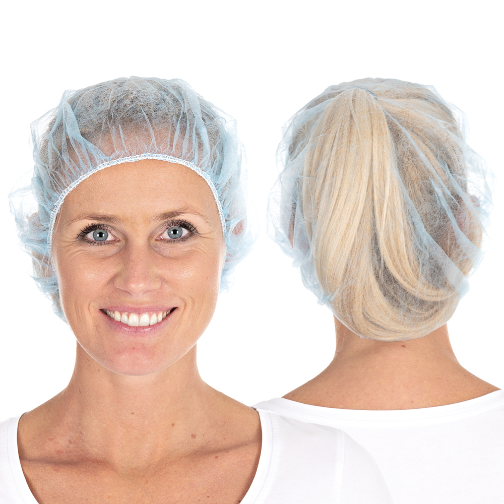 Bettina Light beret hoods made of PP in the front and rear view in the color blue