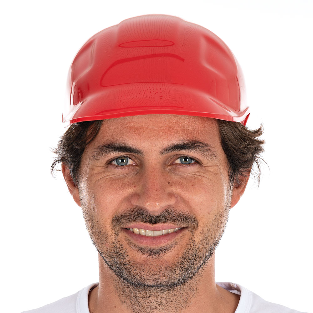 Bump cap "Safe", PE in the front view, red
