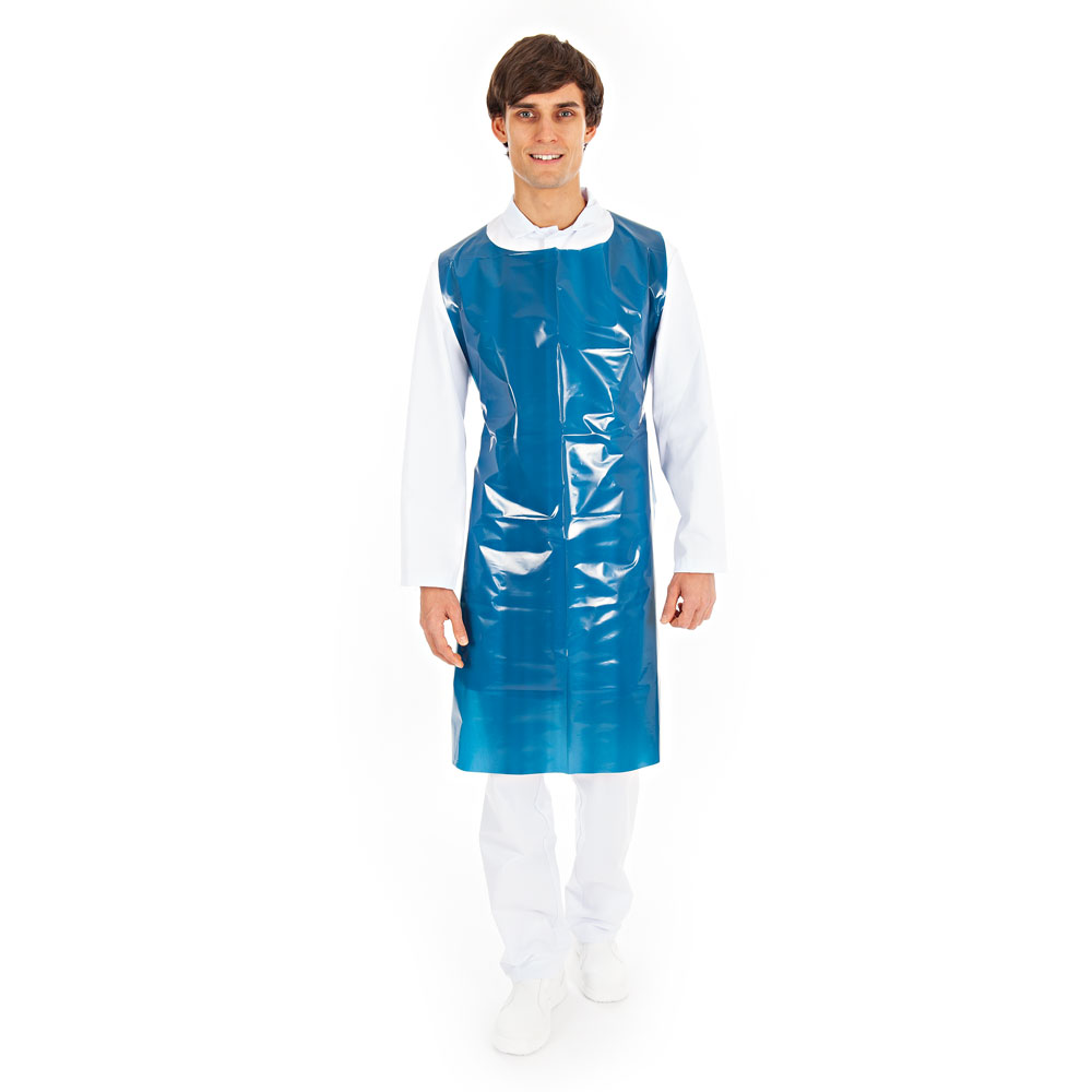 Disposable aprons "Detect" 60 my made of LDPE , detectable in front view