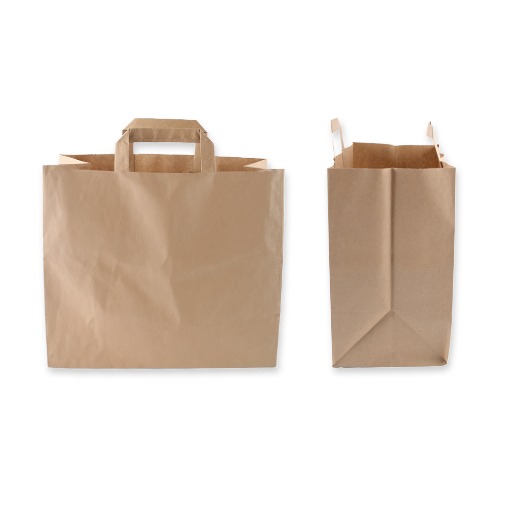 Paper carrying bag "Strong" made of paper, in front & side view, 32cm x 17cm x 25cm