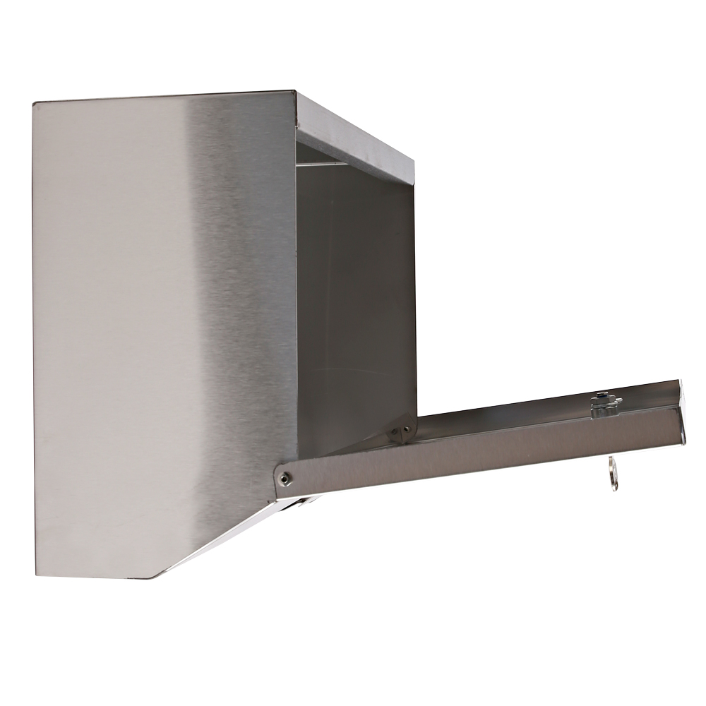 Folded hand towel dispenser, C- & V/ZZ-fold made of stainless steel, side view, open
