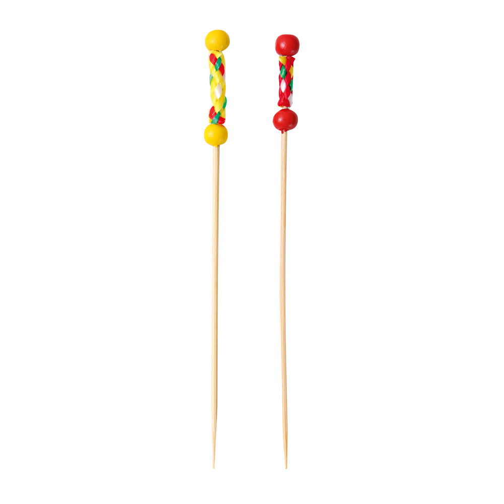 Fingerfood Spieße "Kordel" aus Bambus in rot und gelb 