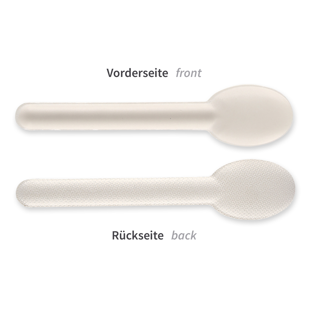 Organic spoons | bagasse, front and back view Organic spoons made of bagasse, front and back view